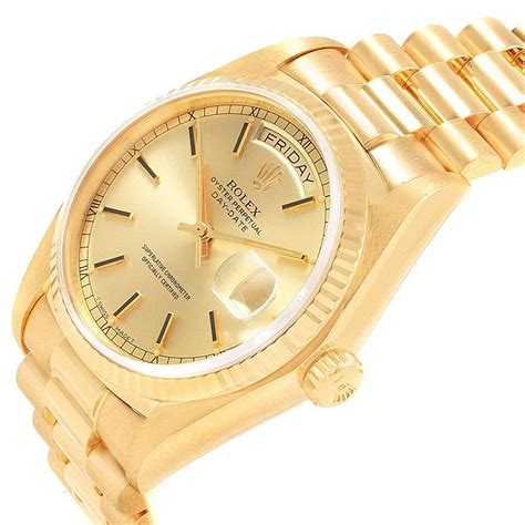 18 karat gold rolex day date|Rolex 18k gold watch price.